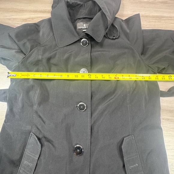 London Fog Women's Black Long Trench Coat with Removable Plaid Liner Size 14 - Picture 12 of 12